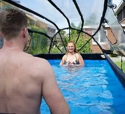 EXIT Stone Basseng 400x200x100cm Med Sanfilterpumpe Og Kuppel, Grå -icewarehouse shop 30.37.42.00 2669 3c