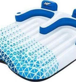 Bestway Hydro-Force Indigo Wave Double Lounge Flytemadrass, Blå/Hvit